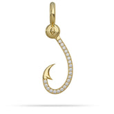 Yellow Gold Diamond Octopus Hook Pendant
